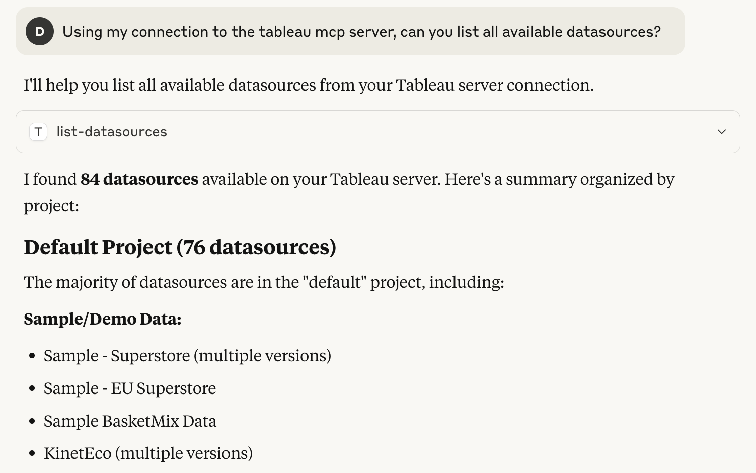 List datasources
