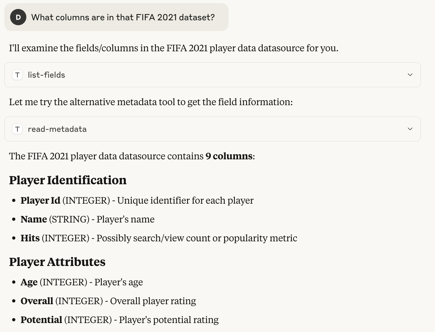 List columns
